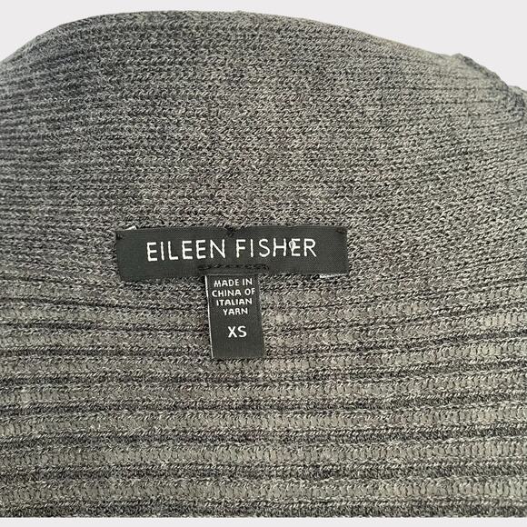 Eileen Fisher Open Front Cardigan Sleeveless Draped Size XS Knit Sheer Grey - Picture 6 of 7